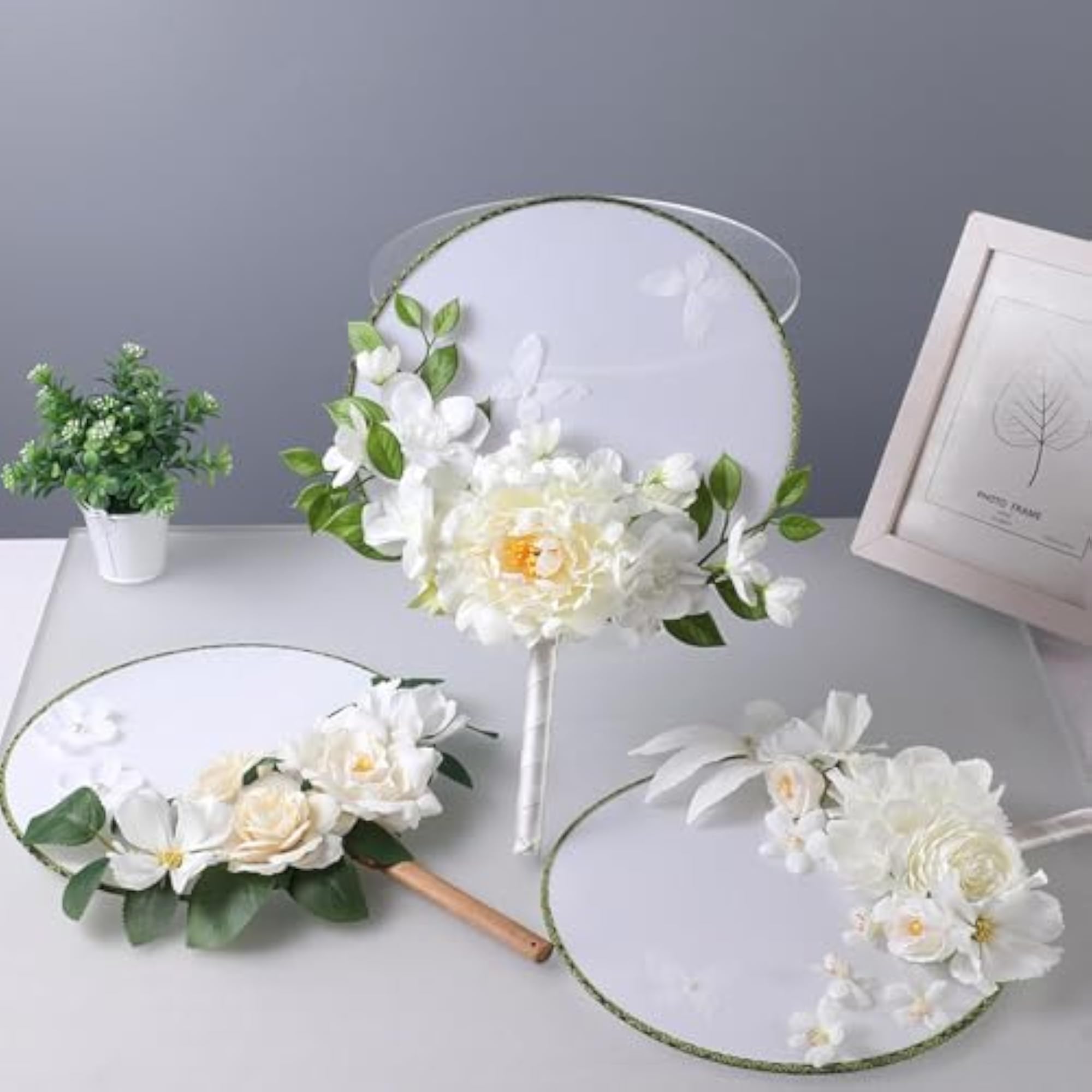 Romantic Flower Paddle Hand Fan for Show Performances